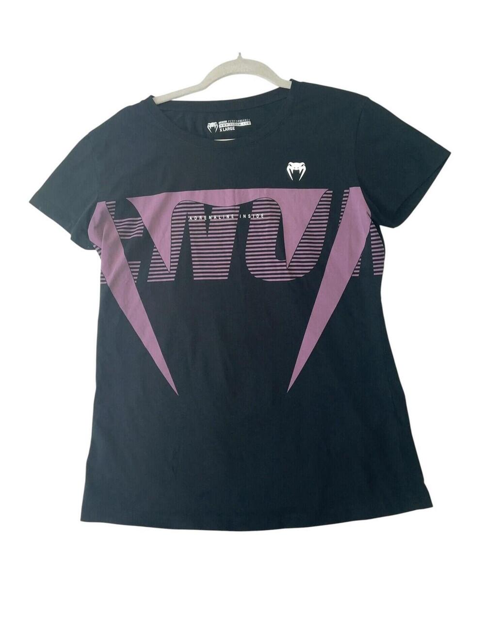Venum Adrenaline Women’s Performance T-Shirt Black Purple Athletic Tee XL